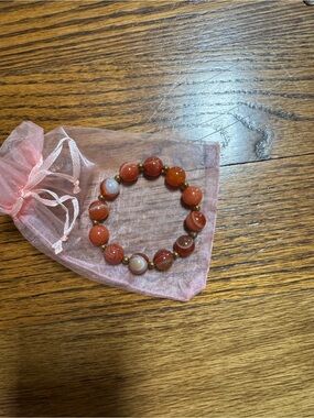 Red Agate Beaded Stretch Bracelet - Unbranded woman size. Elastic
